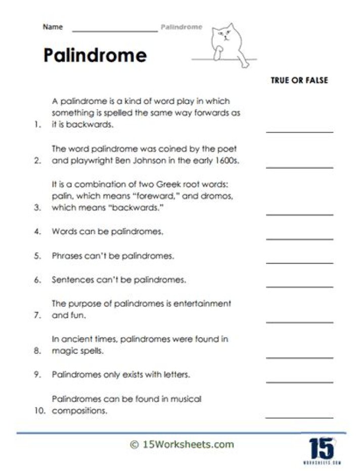 Palindromes Printable Worksheets Printable worksheets, Teaching